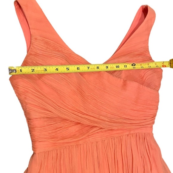 JCrew Silk Sheer Chiffon Heidi Gown- Pastel Coral Formal Bridesmaid Dress-size 2 - Picture 8 of 15